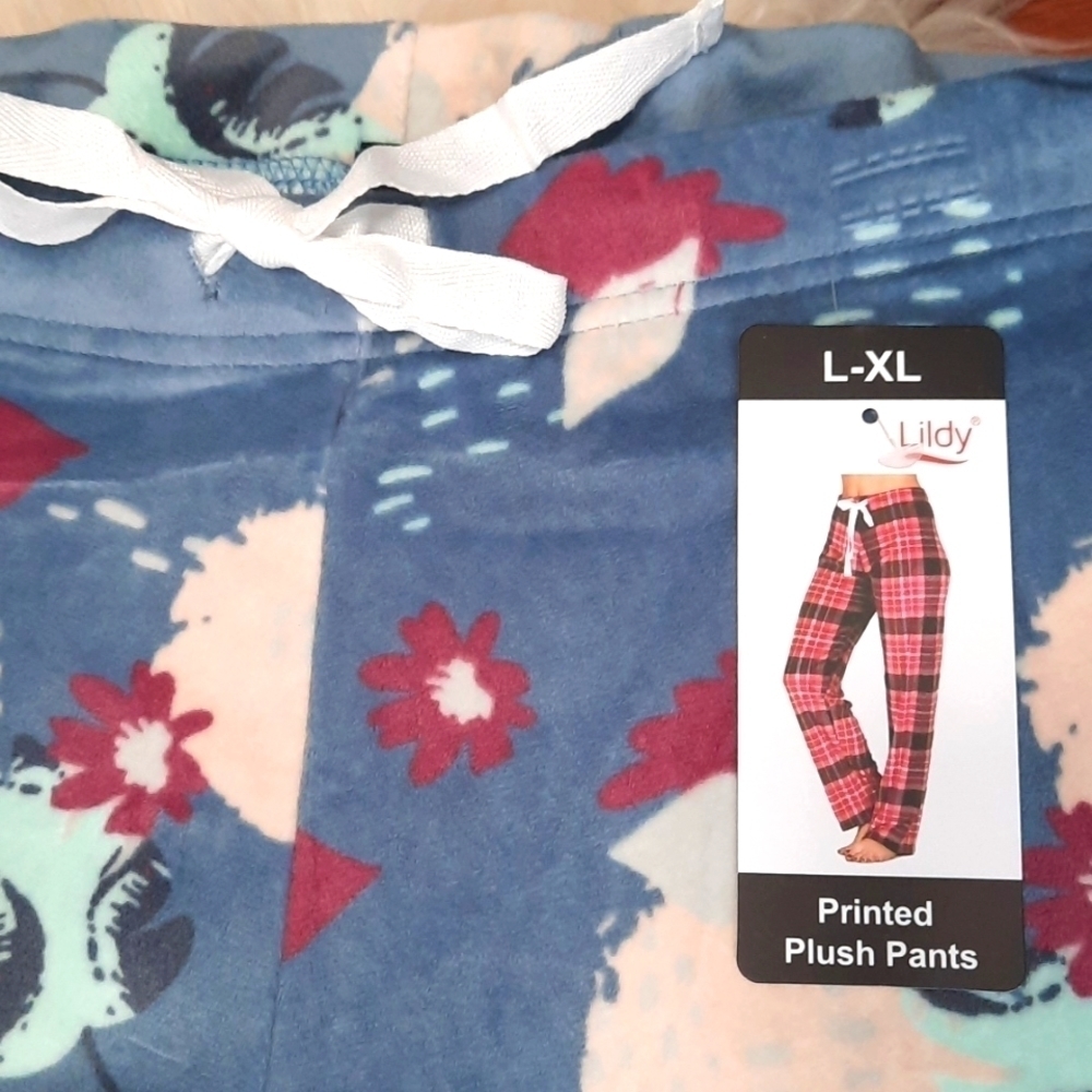 Lildy Printed Plush Pajama Pants - Picture 3 of 5